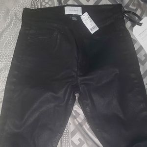 High rise coated ankle skinny leggings